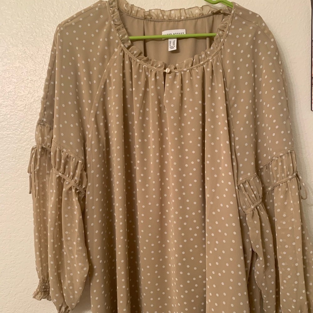 Nude colored Blouse with polka dots